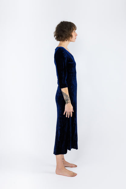 zephyr garone dress in navy velvet
