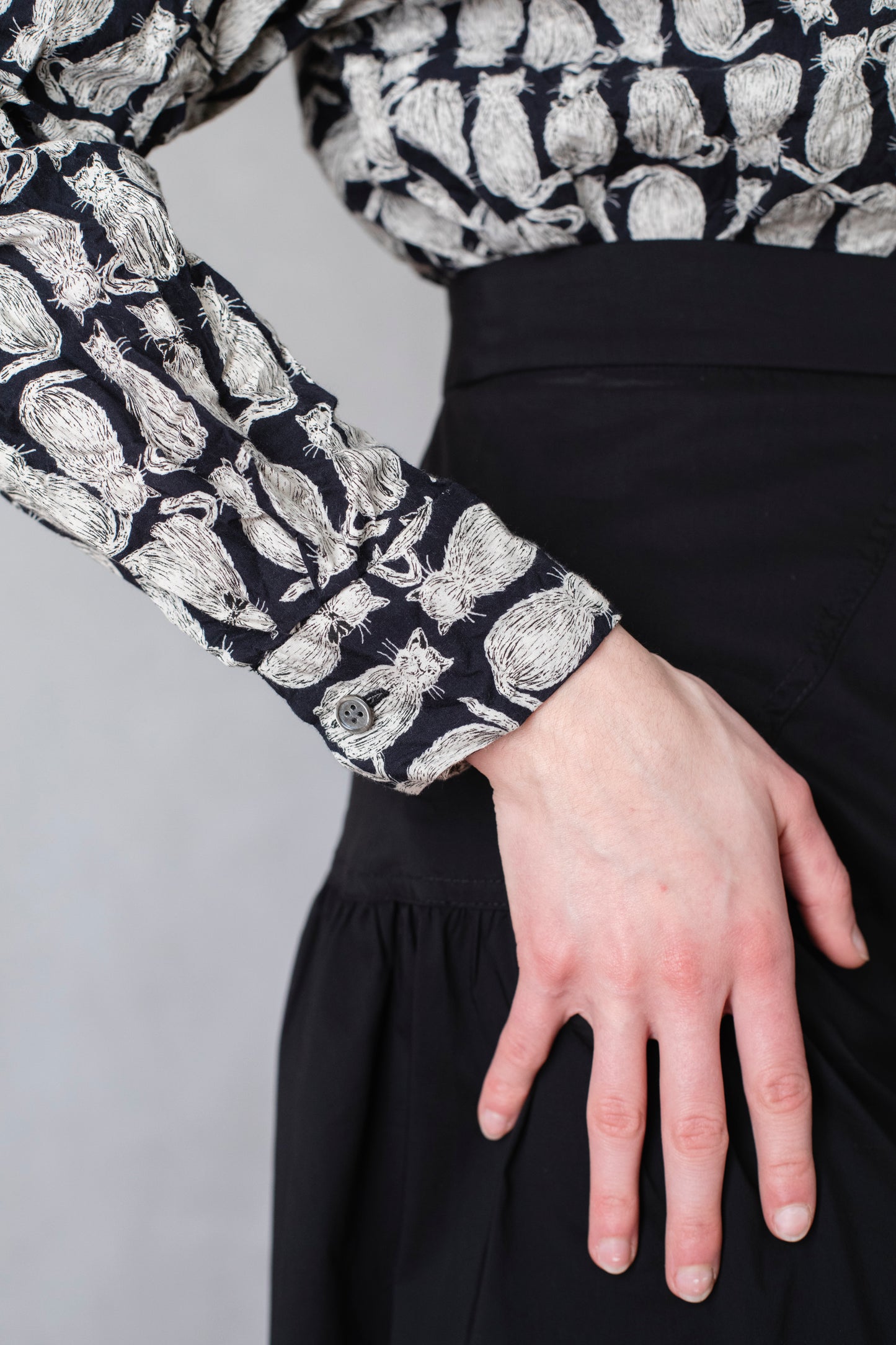 Pas de Calais Cat Patrol Print Cotton Shirt
