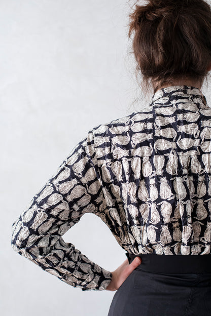 Pas de Calais Cat Patrol Print Cotton Shirt